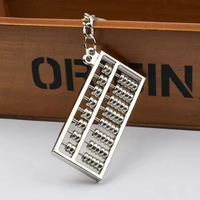 Calculatrice chinoise antique, mini boulier à 8 rouleaux en alliage, porte-clés, pendentif, bijou, porte-clés or et argent, cadeau d'affaires