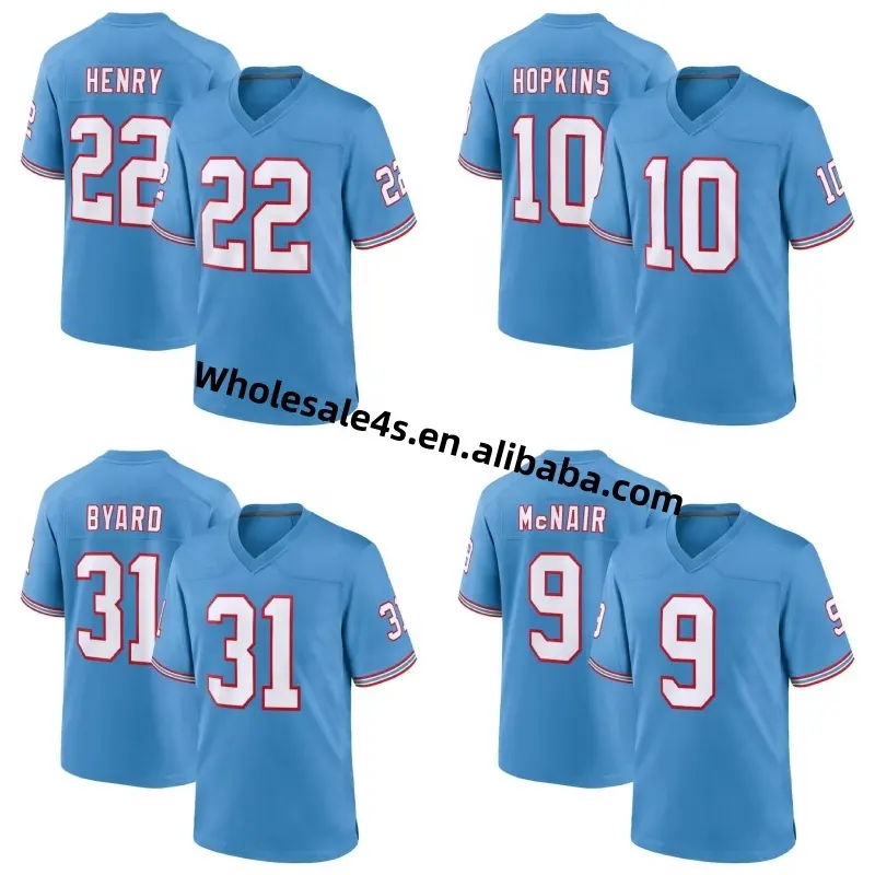 Maillot de football américain Tennessee brodé en gros Nom n ° 28 Chris Johnson 22 Derrick Henry Chemises de sport