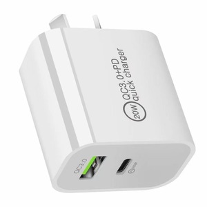 เครื่องชาร์จด่วน 20W QC3.0 PD พอร์ตคู่ USB C สำหรับโทรศัพท์แท็บเล็ตชาร์จเร็วมัลติฟังก์ชั่นอะแดปเตอร์ติดผนังสีขาว - Product Image 3