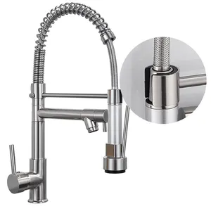 Cozinha 304 Torneira De Aço Inoxidável Com Pulverizador Drop-Down Faucet De Pia De Cozinha De Buraco Único Comercial