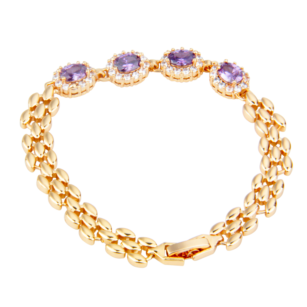 嘻哈风格女士高贵礼品配件金链镶嵌水晶钻石手镯钻石古巴链接手镯