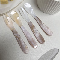 Ensemble cuillère et fourchette à café en forme de coquille de 12 cm, personnalisable avec logo, finition miroir, fait main, cuillère masque et fourchette à thé