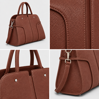 Tas bahu pegangan atas kulit asli tas tangan wanita terstruktur tas wanita kantor dompet komuter elegan OEM ODM produsen kustom