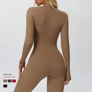 Nouvelle <span class=keywords><strong>combinaison</strong></span> de yoga gainante pour le ventre, manches longues, coupe ajustée, une pièce, <span class=keywords><strong>combinaison</strong></span> gainante pour <span class=keywords><strong>femme</strong></span>, fermetures éclair, combinaisons et playsuits pour femmes - Product Image 4