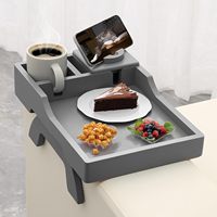Haute qualité bambou canapé porte-gobelet canapé accoudoir plateau Table pliant Double charnière Clip-on canapé bras plateau pour collations boisson