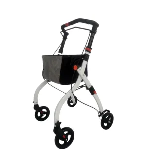 Mason Indoor Rollator Lightweight Four Wheel Euro Style Walker with Tray ,Folding Mobility Aid