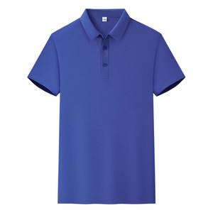 เสื้อโปโลผ้าฝ้ายสีน้ำเงินสำหรับผู้ชาย แขนสั้น สีพื้น ชุดทำงาน ชุดยูนิฟอร์ม ใส่ได้ทุกวัน - Product Image 1