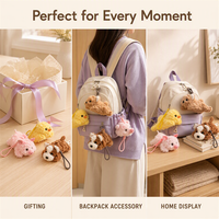 Porte-clés en peluche mignon et moelleux en forme d'animal couché (Canard, Cochon, Chiot, Ours), mini poupée en peluche, pendentif de sac à dos, cadeau