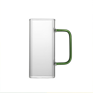 Gobelet carré en verre avec poignée et couvercle en bambou, résistant aux hautes températures, tasse transparente résistante à la chaleur - Product Image 1