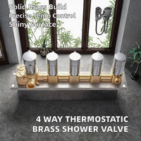 Robinet de douche thermostatique 5 voies contemporain en laiton poli avec jet de pluie et cartouche céramique