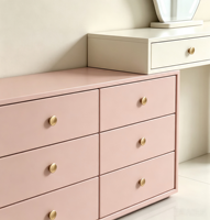 Coiffeuse de maquillage de couleur personnalisable avec miroir | Commode extensible en bois massif de style crème
