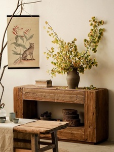 Armoire rectangulaire en bois massif <span class=keywords><strong>de</strong></span> <span class=keywords><strong>style</strong></span> Wabi-sabi, rétro, pour entrée et salon, en pin <span class=keywords><strong>ancien</strong></span> - Product Image 3