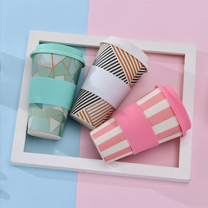 Gobelet à eau réutilisable en fibre de bambou personnalisé, tasse à café à emporter avec couvercle, tasse à café réutilisable en bambou - Product Image 2