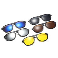 Monture de lunettes à charnière à ressort TR90, logo personnalisé, 5 en 1, lunettes de soleil magnétiques à clip, lunettes de soleil polarisées dégradées pour hommes et femmes, fabriquées en TAC