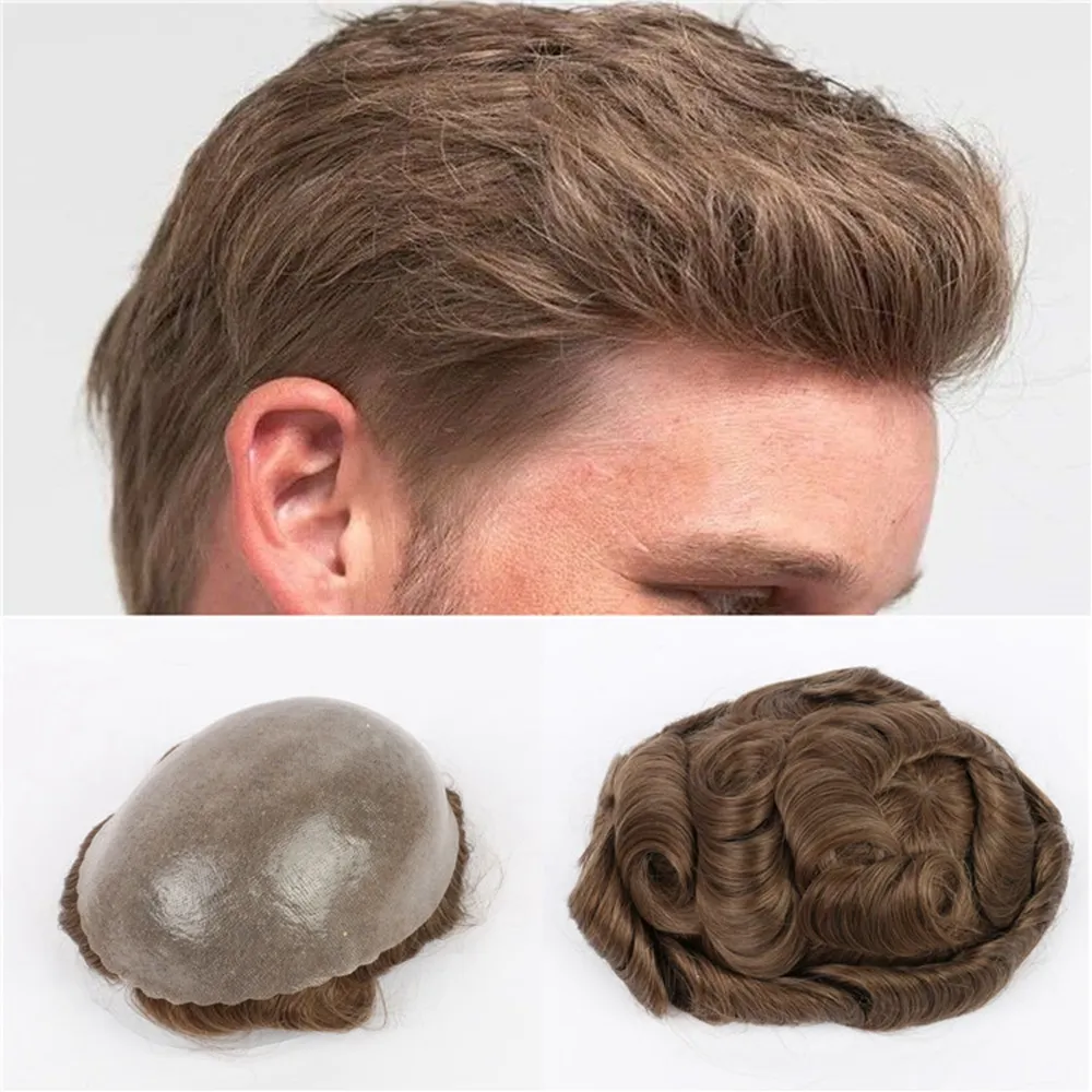Kbeth Wholesale Brazilian Human Hair Men Skin Toupee 2021 Fashion Remy Factory Custom Logo Toupees Natural Hair for Men