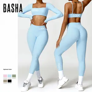 BASHAsports, conjuntos de Yoga de calidad con logotipo personalizado, conjuntos deportivos de secado rápido para tala desnuda de invierno, ropa de entrenamiento al por mayor para mujer