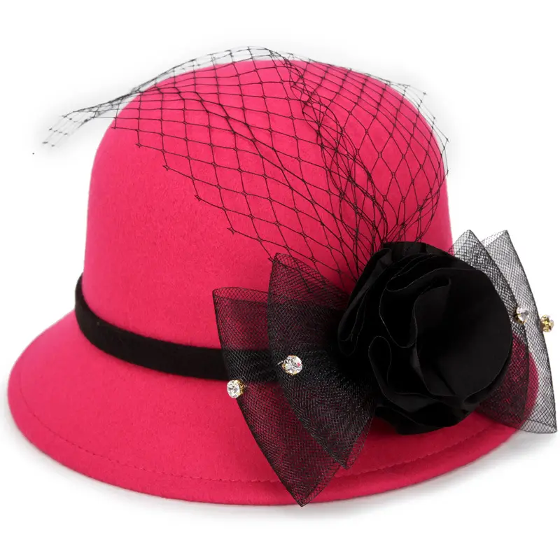 HZM-60798 Женская шерстяная фетровая котелок Hat-1920s винтажная шерстяная фетровая шляпа-котелок зимняя