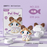 Mini blocs de construction pour animaux de compagnie, chat de jour, chien ragdoll Usky Nano, mini jouets, jouets pour enfants, K208-225