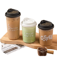 Gobelet en plastique PP givré jetable avec couvercles réutilisables de 90 mm de diamètre, impression par transfert thermique, logo personnalisé, pour vin, bubble tea, thé glacé, jus