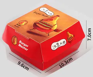 individuelles design druck schnellimbiss kette laden weißer karton fettdicht hamburger burger verpackungsbox
