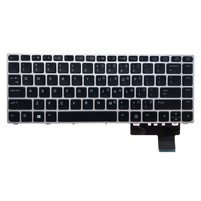 US Backlit Laptop Keyboard for HP EliteBook Folio 9470M 9470 9480 9480M New Black Keyboard with Silver Frame No Trackpoint