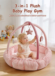 Tapis de jeu pour bébé - Tapis d'activités 3-en-1 avec jouets détachables pour le développement sensoriel - Product Image 2