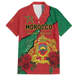 Camisa hawaiana personalizada del Día <span class=keywords><strong>DE</strong></span> LA Proclamación <span class=keywords><strong>de</strong></span> Marruecos, Moussier's Redstart con <span class=keywords><strong>escudo</strong></span> <span class=keywords><strong>de</strong></span> armas, camisa hawaiana personalizada con tu texto para hombre - Product Image 3
