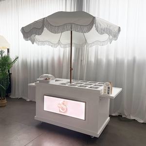 Carrito de Dulces Móvil Personalizado, Carrito de Comida Metálico, Carrito de Barra de Dulces con Caja de Luz LED con Logotipo - Product Image 1