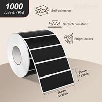 Etiquetas de Codificación de Color Rectangulares Negras de 3 por 1 Pulgadas, Autoadhesivas, Escribibles, Resistentes al Agua, Rollo de Etiquetas de Vinilo en Blanco