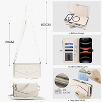 Nouvelle coque de téléphone magnétique détachable en PU style streetwear avec portefeuille et fentes pour cartes, compatible iPhone 18/17 Pro Max/Pro/Air/16/15/14, convertible en sac bandoulière