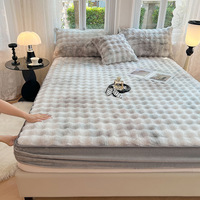 Drap-housse en fausse fourrure de lapin jacquard de qualité supérieure, lavable en machine, toutes saisons, en polyester, antistatique, teinture réactive