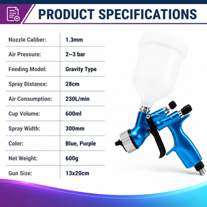 Pistola de Pintura Neumática Profesional L.V.M.P CV1PRO de 1.<span class=keywords><strong>3</strong></span> mm de Alta Calidad para Acabado Automotriz y Recubrimientos - Product Image 3