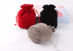 Pochette en velours à fond rond de qualité supérieure avec cordon de serrage et doublure double couche pour le rangement de bijoux et l'emballage de cadeaux d'alcool - Product Image 5