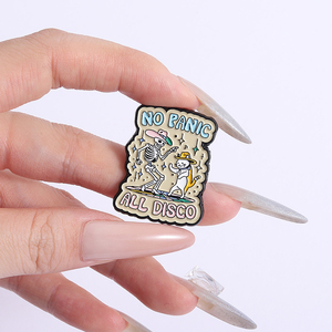 无恐慌全迪斯科猫胸针珐琅别针万圣节骷髅猫跳舞胸针翻领徽章饰品礼品批发 - Product Image 4