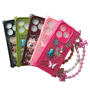 Étui de téléphone pour femme avec quatre coins anti-chute en résine époxy, poupée et bracelet pour TECNO POP9 SMART 9, couleur unie - Product Image 1