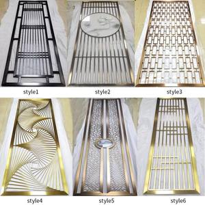 Divisor <span class=keywords><strong>de</strong></span> Espacios Moderno Decorativo <span class=keywords><strong>de</strong></span> Acero Inoxidable Dorado, Cortado con Láser, Tamaño Personalizable, Biombo <span class=keywords><strong>Separador</strong></span> para Salón - Product Image 6