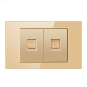 Enchufe de pared multifunción americano estándar, toma de corriente para TV CAT5, enchufe de pared de 118*72 mm, enchufe de lujo para TV con cristal templado. - Product Image 5