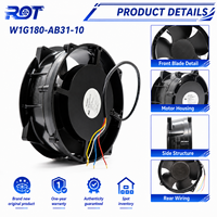 Ventilador Compacto Diagonal de Alta Presión 24V DC EC W1G180-AB31-10 con Rodamiento de Bolas Duradero para Enfriamiento de Gabinetes de Servidor y Circulación de Aire Confiable