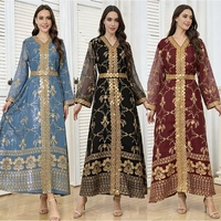 Robe de prière islamique décontractée de luxe pour femmes, Abaya à col en V, Dubai Modane Nida, jupe longue plissée en spandex à motif floral