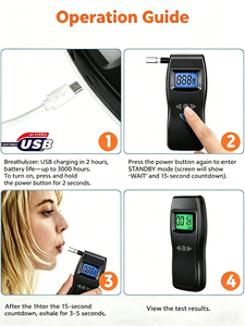 Testeur d'<span class=keywords><strong>alcool</strong></span> rechargeable, éthylotest haute précision, analyseur d'<span class=keywords><strong>alcool</strong></span>émie BAC pour usage personnel, détecteur d'<span class=keywords><strong>alcool</strong></span> - Product Image 6