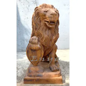 Life Size Garden Statues Cast Iron Big Paired Garden Large Outdoor Lion Animal Statues Life Size