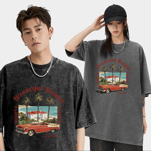 Camisetas de Verano para <span class=keywords><strong>Hombre</strong></span>, Estilo Retro, Lavadas, de Corte Holgado, Personalizadas OEM/ODM, Manga Corta, Estilo Urbano - Product Image 2