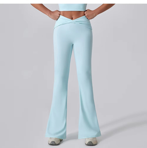 Logotipo personalizado Yogawear Super Stretch V Twist Flare Yoga Pantalones Fitness Gym Leggings - Product Image 6