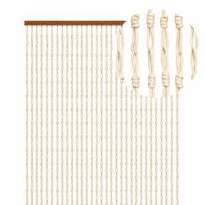 Mosquitera Tejida de Cuerda 120x240cm Beige con Cadenas para Puertas y Ventanas - Product Image 1
