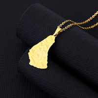 Collier pendentif carte de l'île de la Barbade en acier inoxydable pour hommes et femmes, colliers de mode rétro de style ethnique pour couple