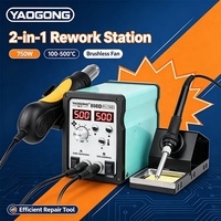Station de Retravail 2-en-1 898D Pro 750W, Ventilateur Brushless à Roulement à Billes, Double Affichage LED pour Outil de Soudure et Réparation SMD PCB Ordinateur Portable Téléphone