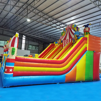 Parc à thème de cirque amusant pour enfants Combo toboggan de clown gonflable et trampoline avec souffleur d'air comprenant des kits de réparation