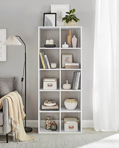 Vasagle estante de livro com exibição moderna, prateleira para livros de madeira simples