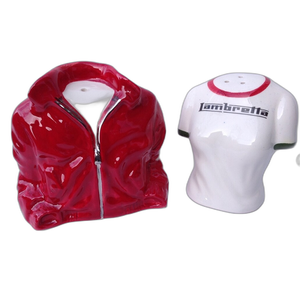 Ceramic <strong>Mod</strong> <strong>Jacket</strong> and Scooter Style t Shirt Salt and Pepper Shaker Set. - Product Image 1