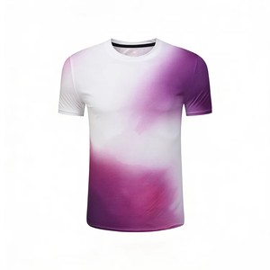 T-shirt de sport à manches courtes en polyester premium à séchage rapide avec impression par sublimation personnalisée, dégradé, pour les sports de plein air, marathon - Product Image 1